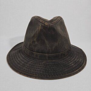 Vintage MOSSY OAK Indiana Jones Weathered-Finish Waxed-Cotton HAT Men Size L/XL.